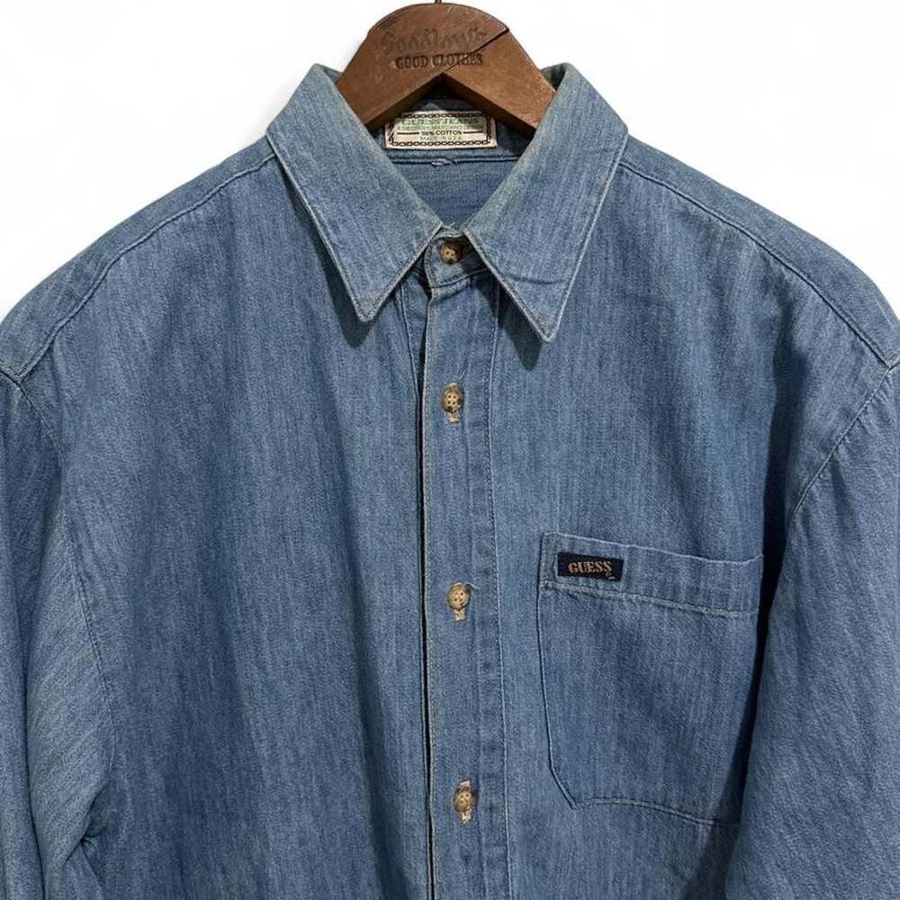 Vintage 90s Guess Jeans Georges Marciano Light Wash Denim Shirt